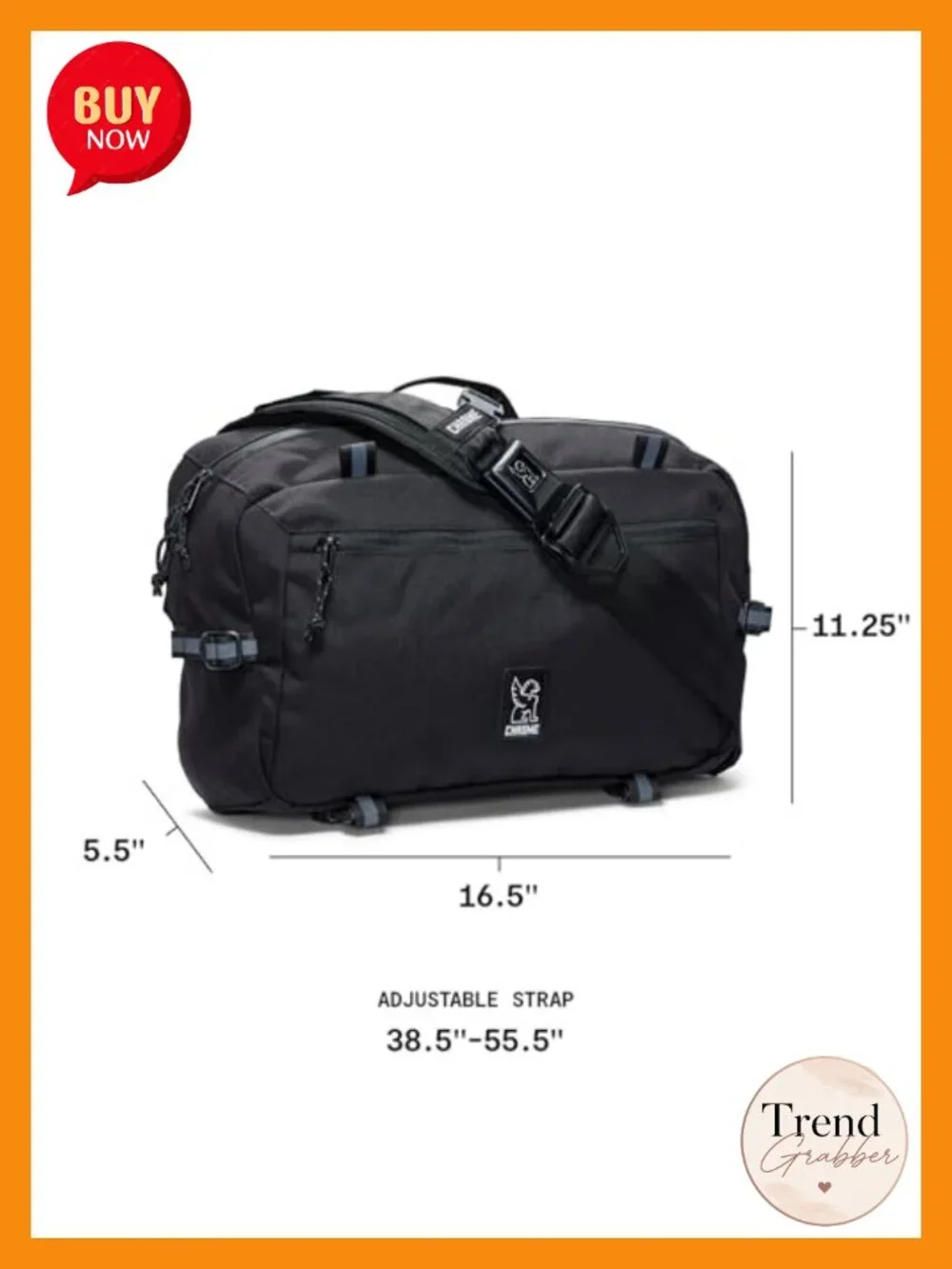 Chrome Kadet Max Messenger Bag Sling Backpack 15L Water Resistant